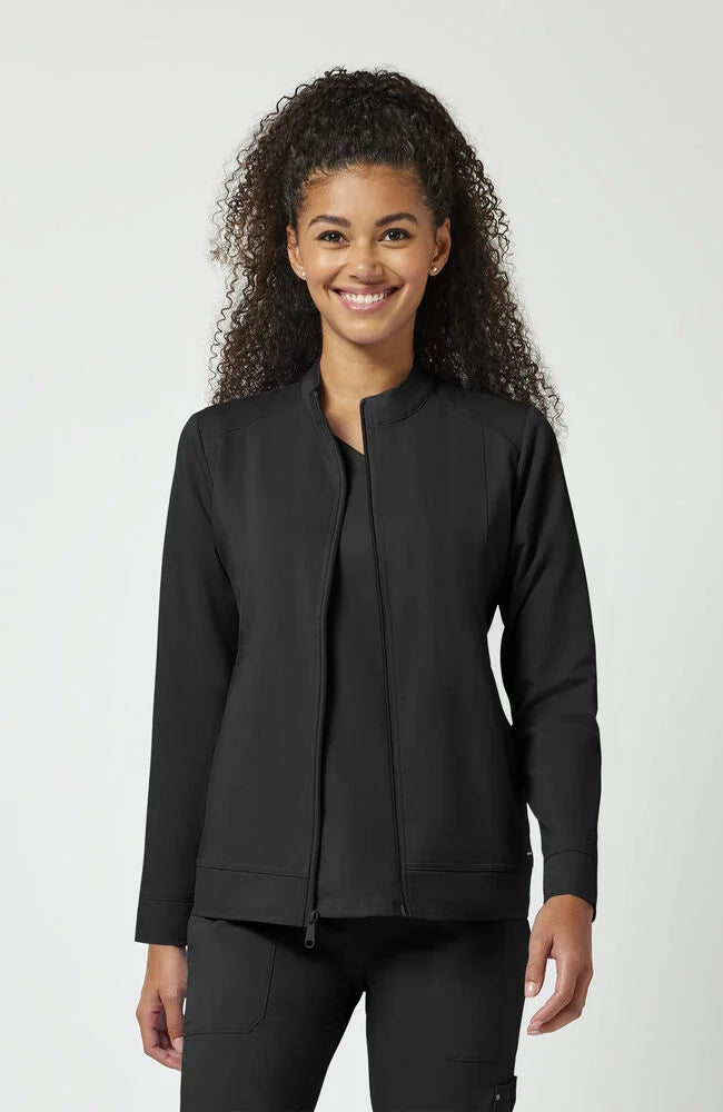 Women's Dakota Zip Front Scrub Jacket - Black