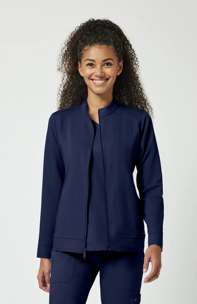 Women's Dakota Zip Front Scrub Jacket - Navy