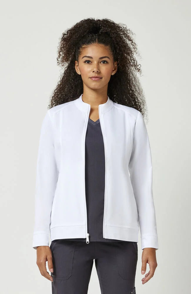 Women's Dakota Zip Front Scrub Jacket - White
