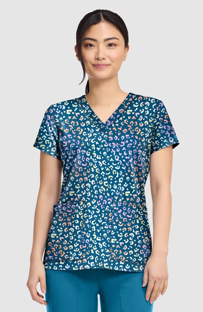 Women's Vicky Magical Cheetah Print Scrub Top