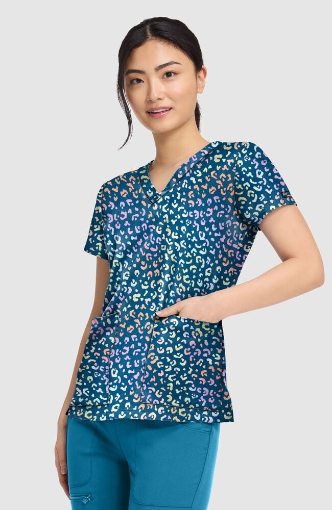Women's Vicky Magical Cheetah Print Scrub Top