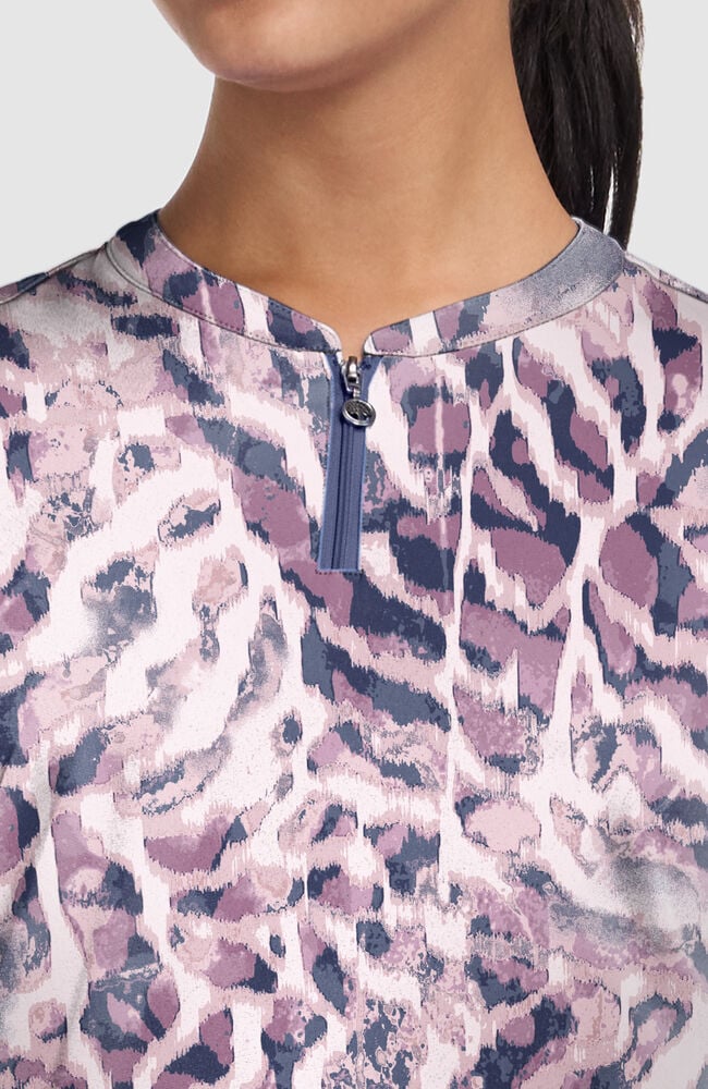 Women's Ivy Bleached Stripes Print Scrub Top