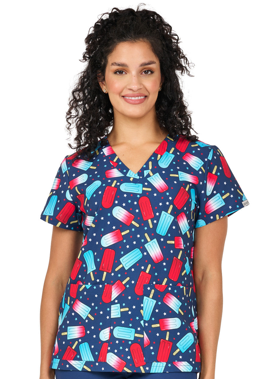 Women's Audrey Print Top - Red, White, and Chill