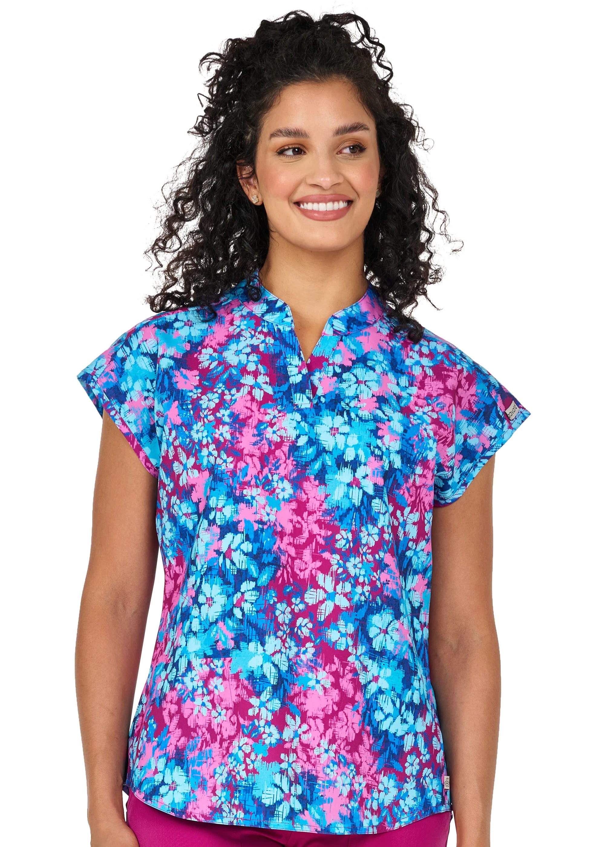 Diana Mandarin Collar Print Top - Floral Fusion