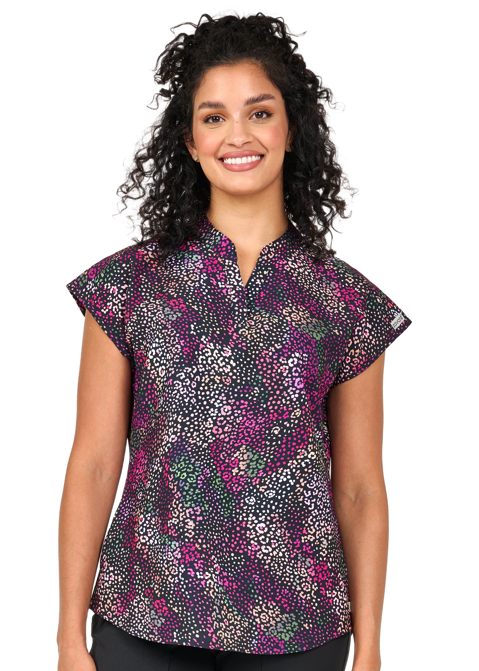 Diana Mandarin Collar Print Top - Razzle & Dazzle