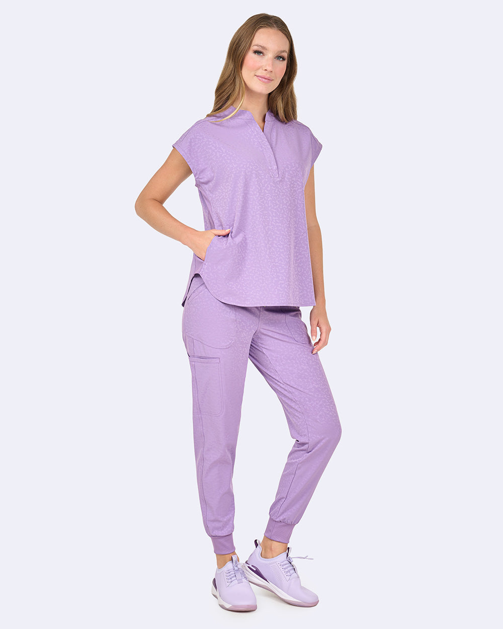 Piper Tuck In Top - Purple Smoke Jacquard