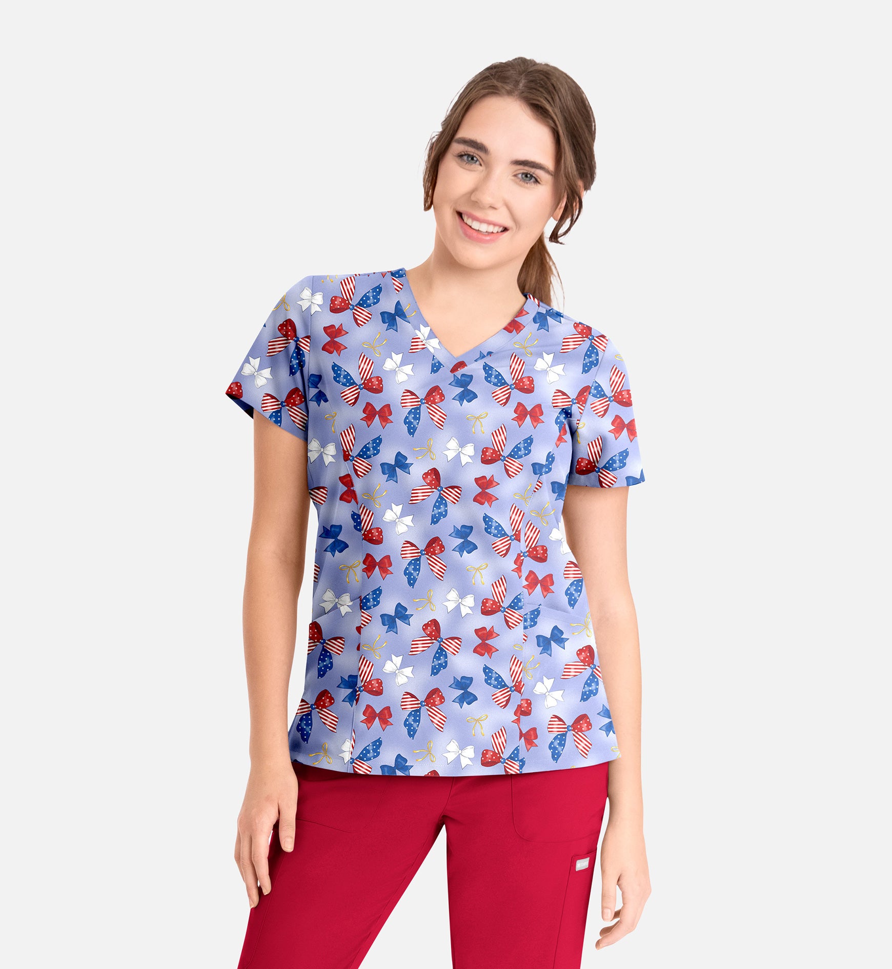 Women's Print Top - Americana Bows