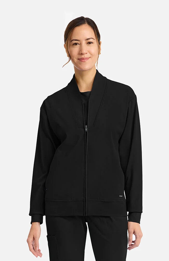 Women's 2-Pocket Shawl Collar Warm Up Jacket - Black