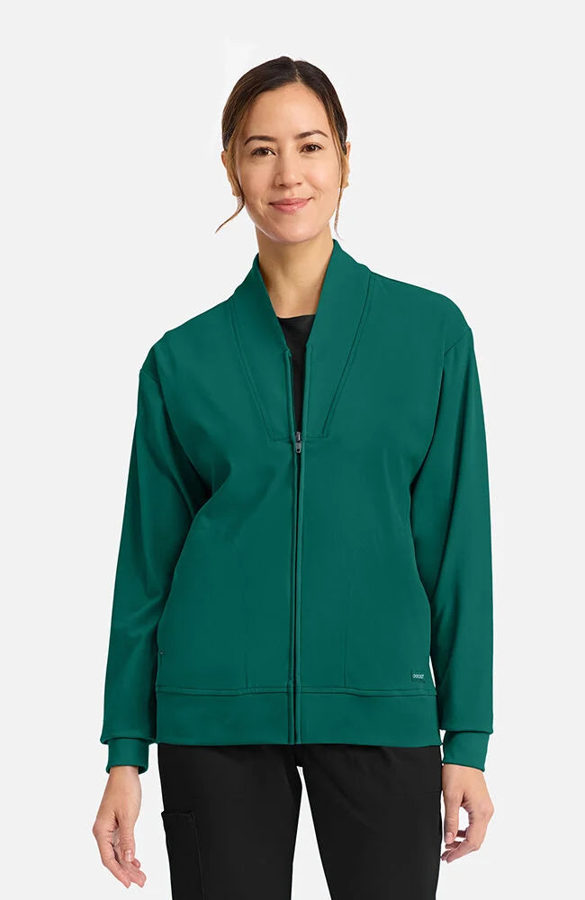 Women's - Pocket Shawl Collar Warm Up Jacket - Hunter