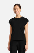 Tuck-In Chest Pocket Crew Neck Top - Black