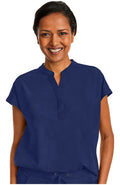 Women's Journey Mandarin Collar Scrub Top - Navy