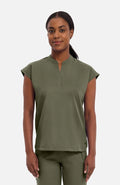 Women's Journey Mandarin Collar Scrub Top - Olive