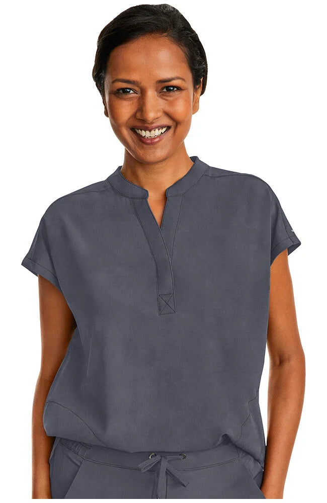 Women's Journey Mandarin Collar Scrub Top - Pewter