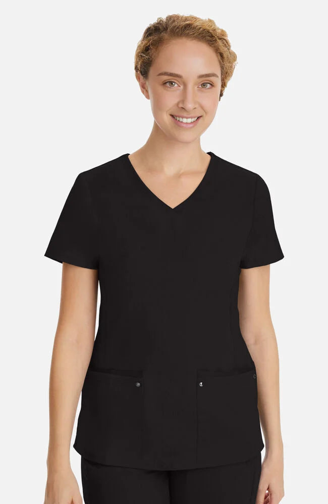 Women's Juliet V-Neck Yoga Scrub Top - Black