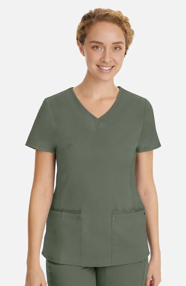 Women's Juliet V-Neck Yoga Scrub Top - Olive