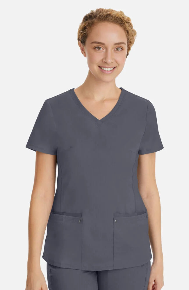 Women's Juliet V-Neck Yoga Scrub Top - Pewter