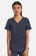 Joy V-Neck Camo Top - Pewter