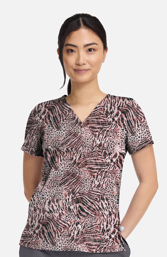 Women's Briana Cool Cattitude Print Scrub Top