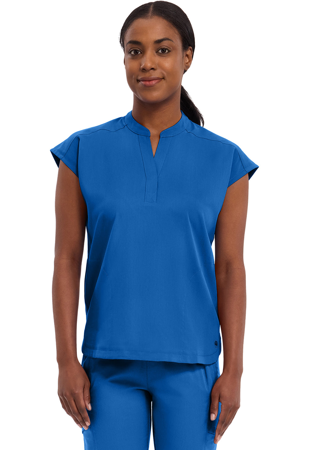 Women's Journey Mandarin Collar Scrub Top - Royal