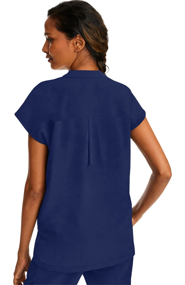 Women's Journey Mandarin Collar Scrub Top - Navy