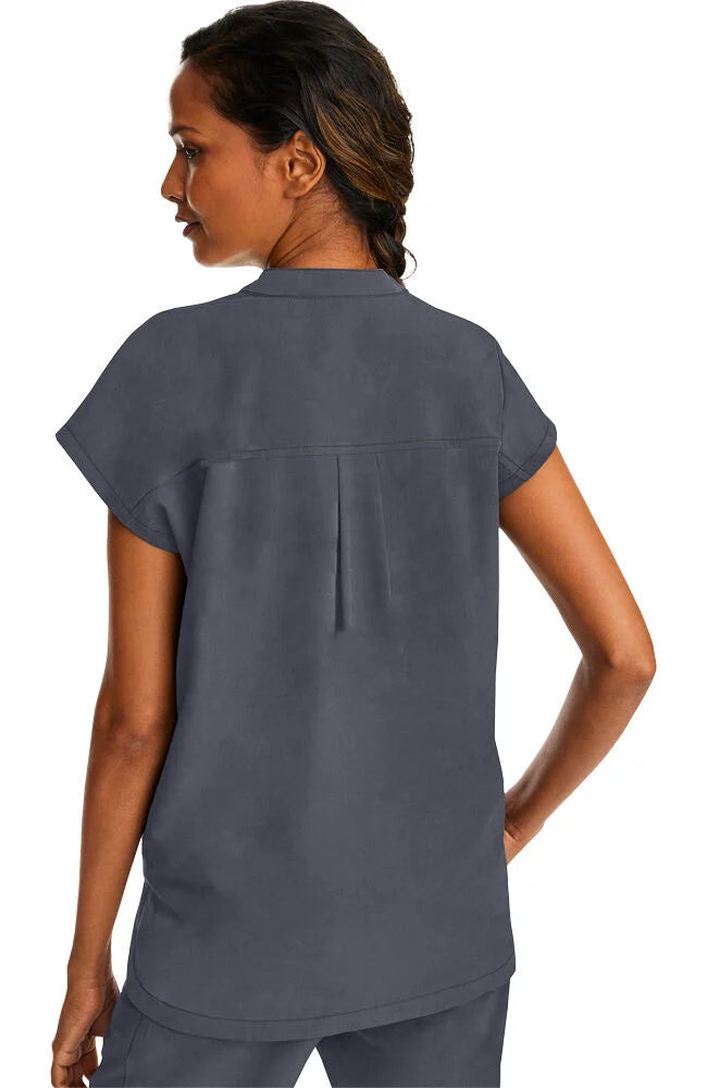 Women's Journey Mandarin Collar Scrub Top - Pewter