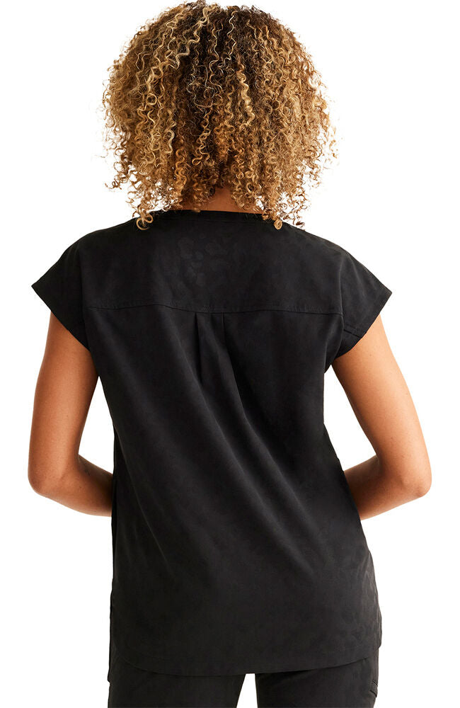Women's Jayden Leopard Jacquard Top - Black