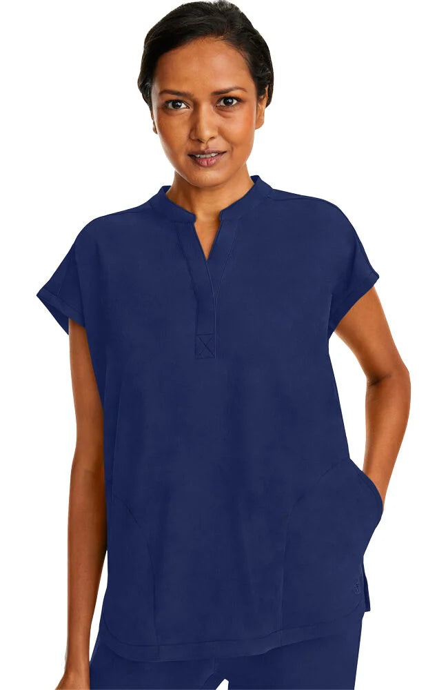 Women's Journey Mandarin Collar Scrub Top - Navy