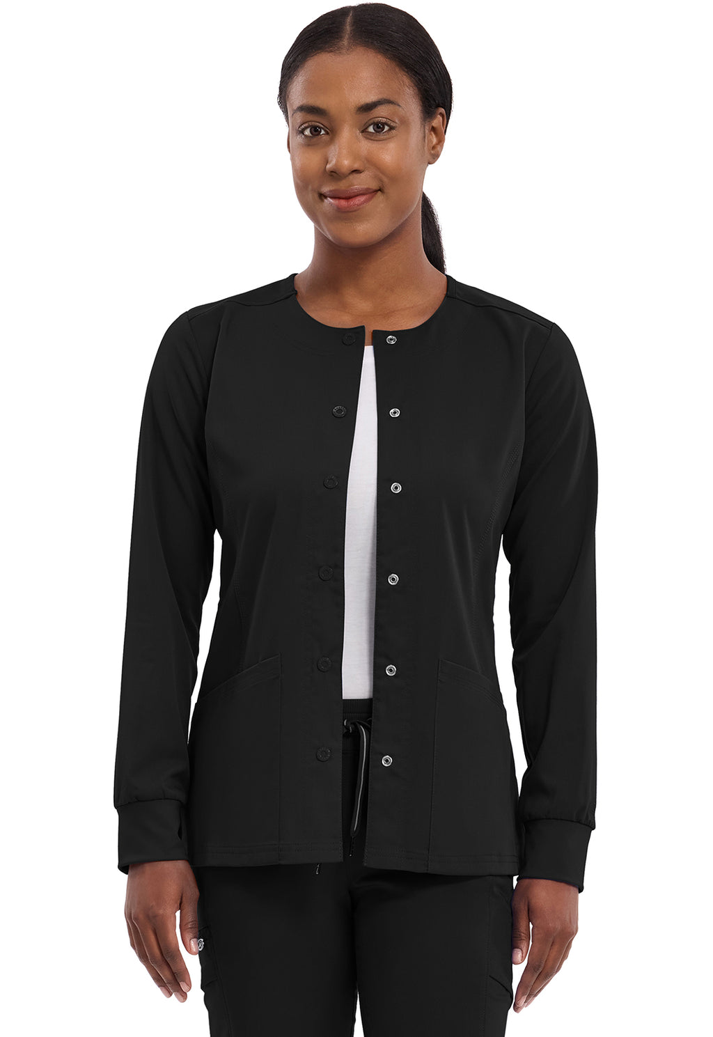 Women's Daisy Snap Front Scrub Jacket - Black
