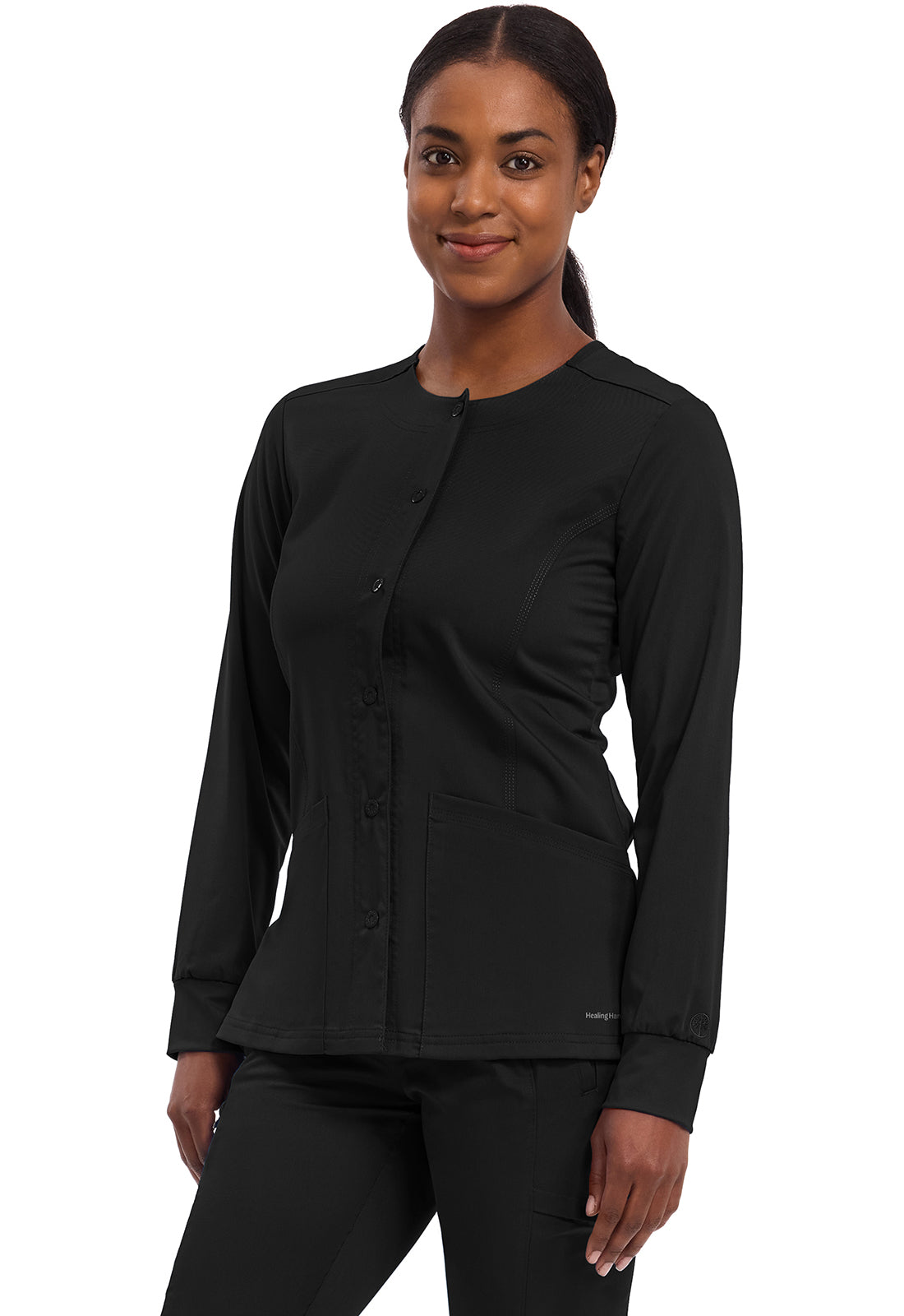 Women's Daisy Snap Front Scrub Jacket - Black