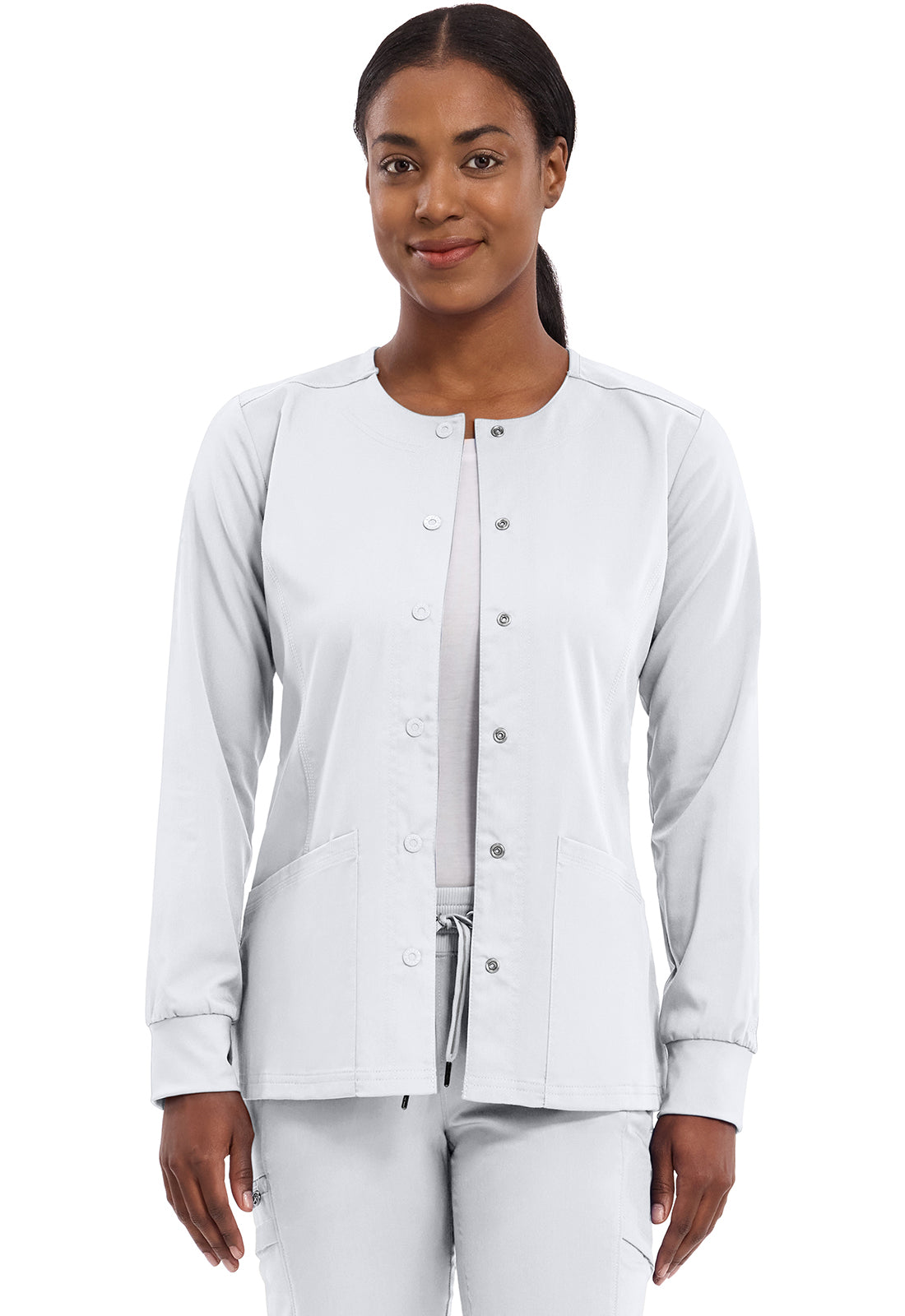 Women's Daisy Snap Front Scrub Jacket - White