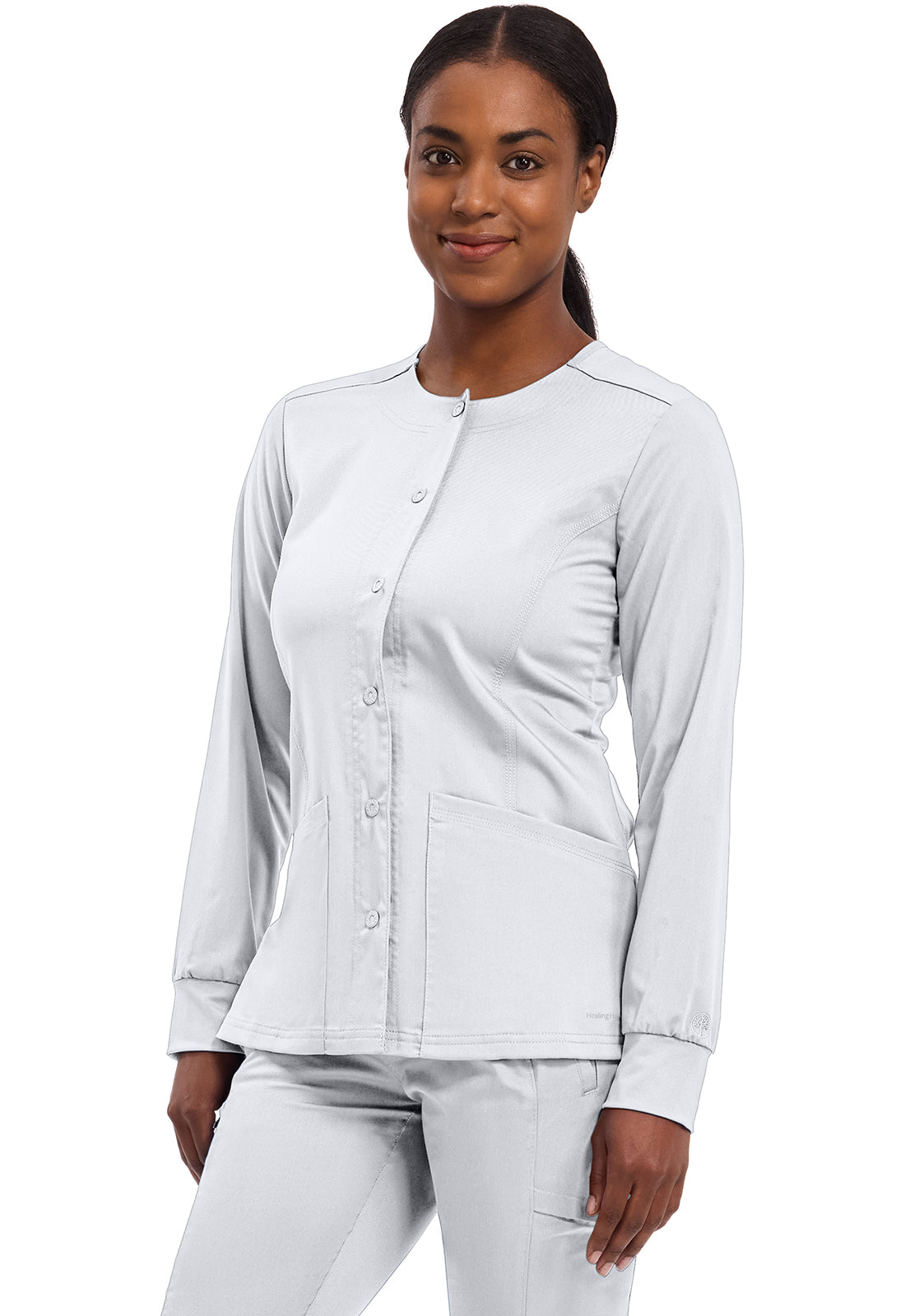 Women's Daisy Snap Front Scrub Jacket - White