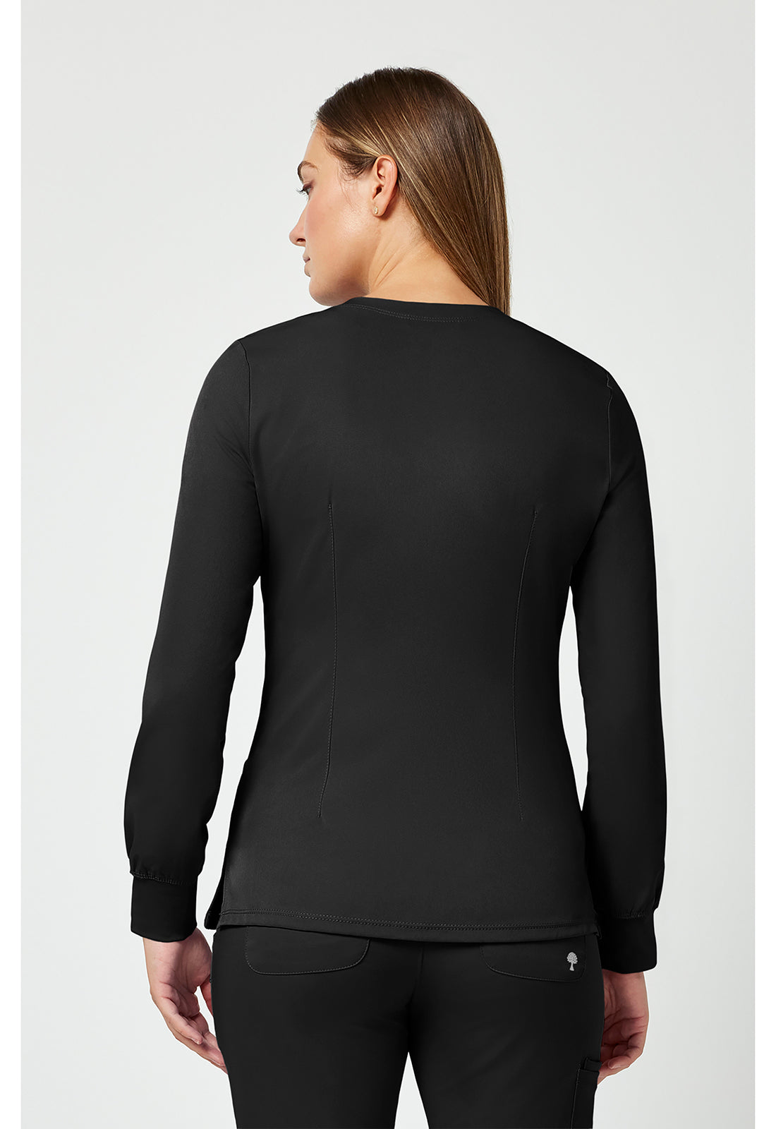 Women's Megan Round Neck Scrub Jacket - Black