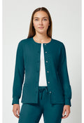 Women's Megan Round Neck Scrub Jacket - Caribbean