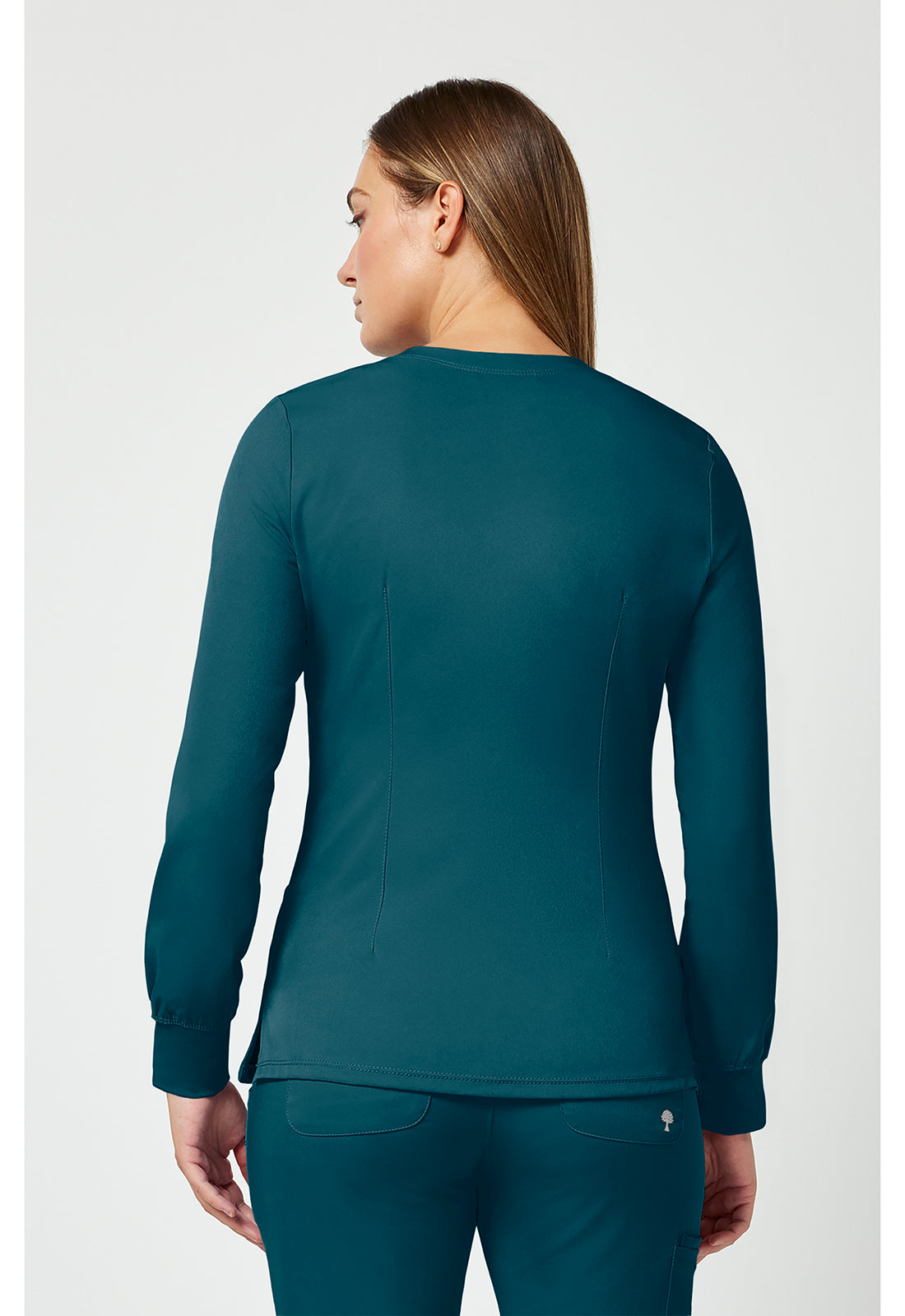 Women's Megan Round Neck Scrub Jacket - Caribbean