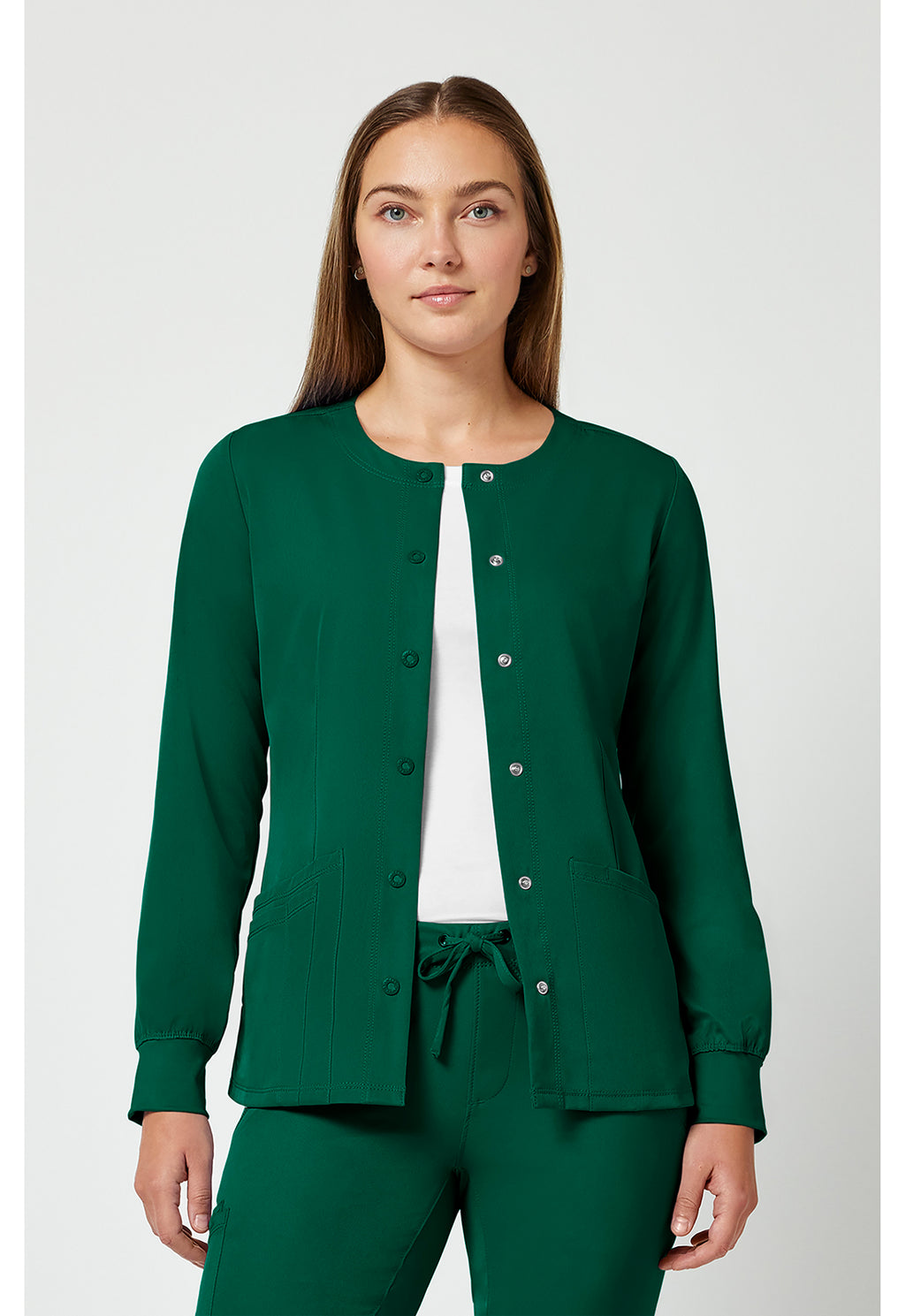 Women's Megan Round Neck Scrub Jacket - Hunter