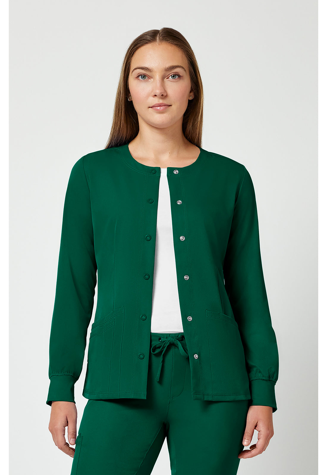 Women's Megan Round Neck Scrub Jacket - Hunter