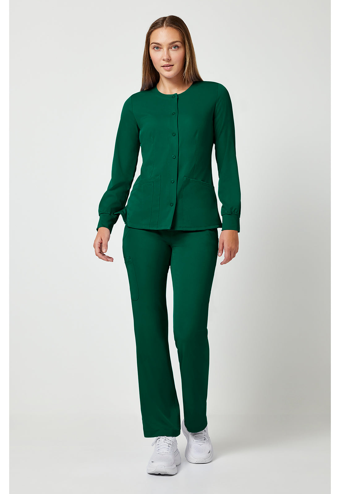 Women's Megan Round Neck Scrub Jacket - Hunter