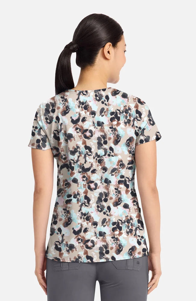 Women's Amanda Abstract Cheetah Print Scrub Top