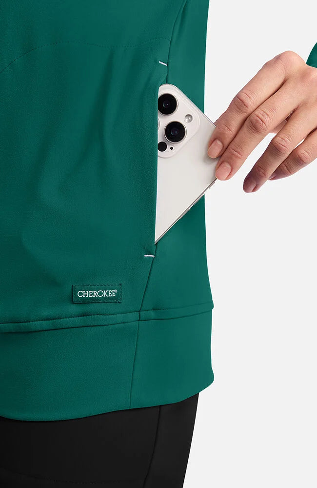 Women's - Pocket Shawl Collar Warm Up Jacket - Hunter