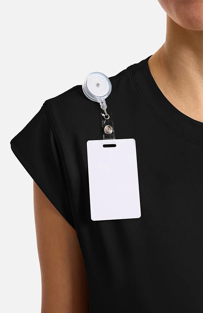 Tuck-In Chest Pocket Crew Neck Top - Black