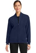 Women's 2-Pocket Shawl Collar Warm Up Jacket - Navy