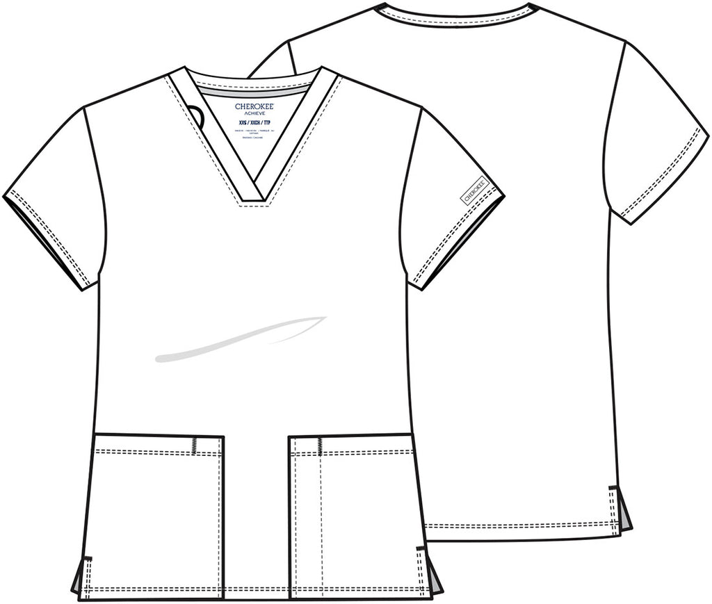 2-Pocket V-Neck Top - Pewter