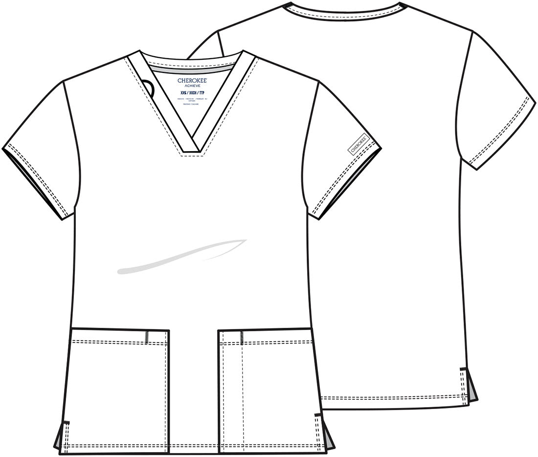 2-Pocket V-Neck Top - Black