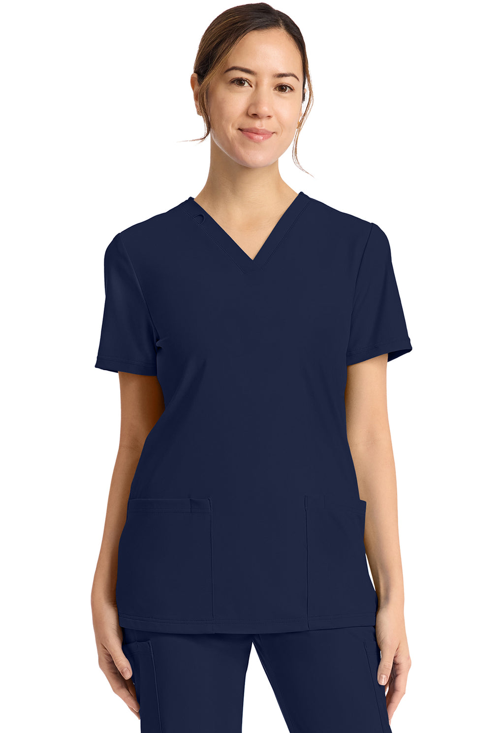 2-Pocket V-Neck Top - Navy