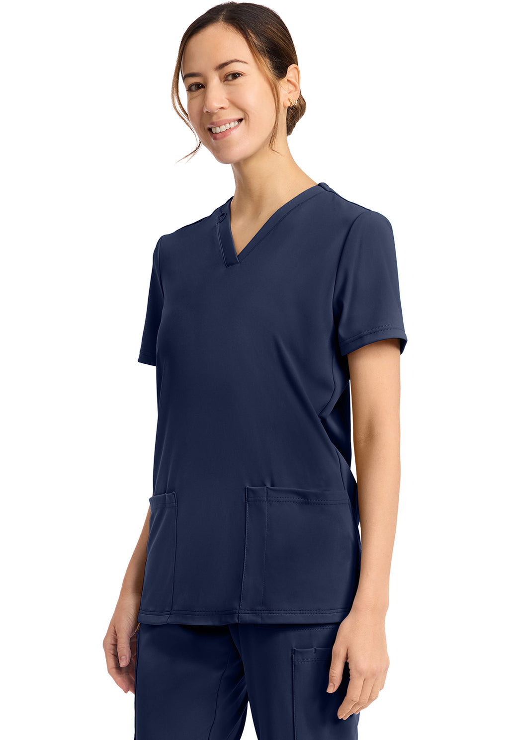 2-Pocket V-Neck Top - Navy
