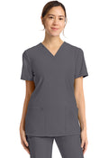 2-Pocket V-Neck Top - Pewter