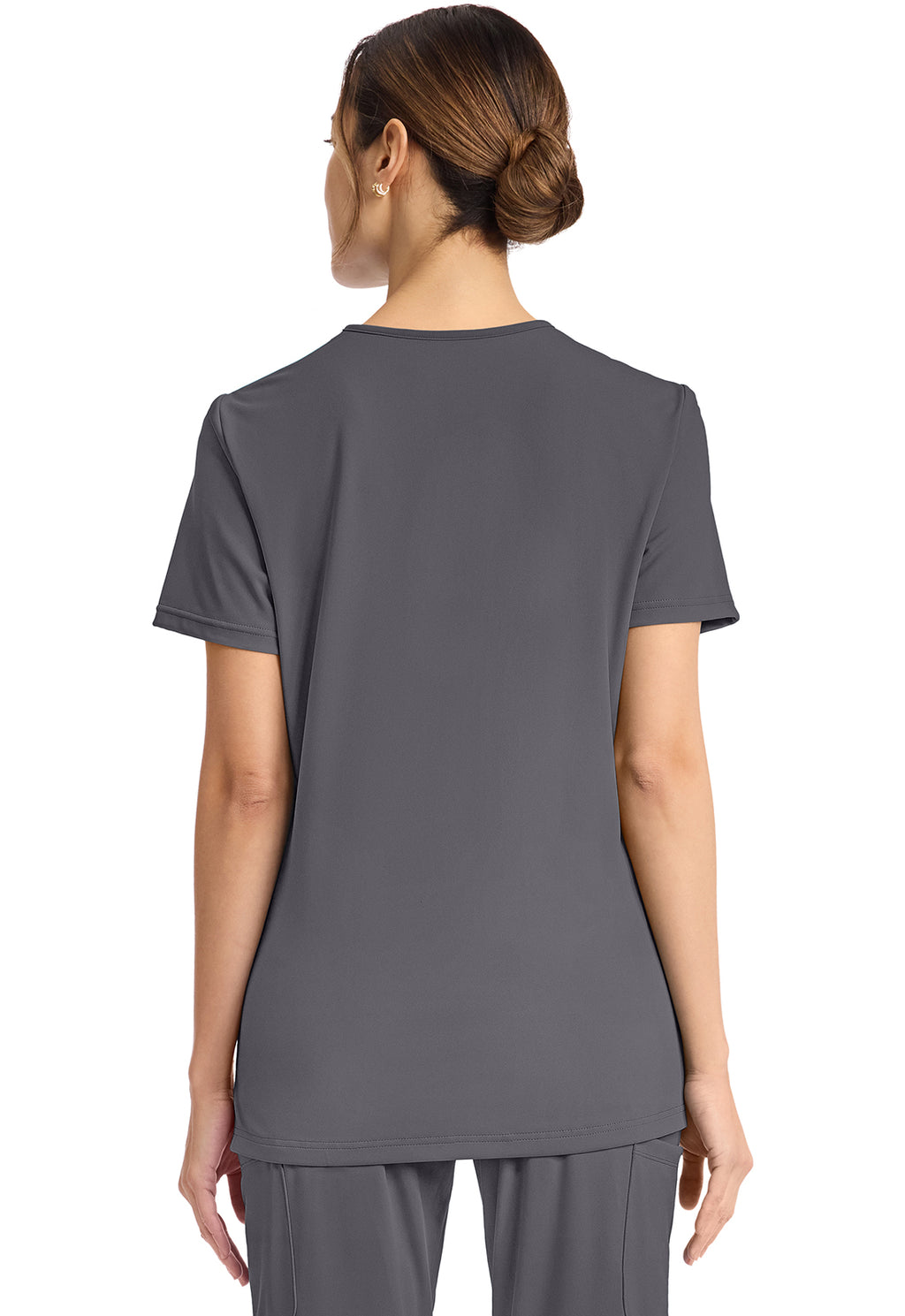 2-Pocket V-Neck Top - Pewter