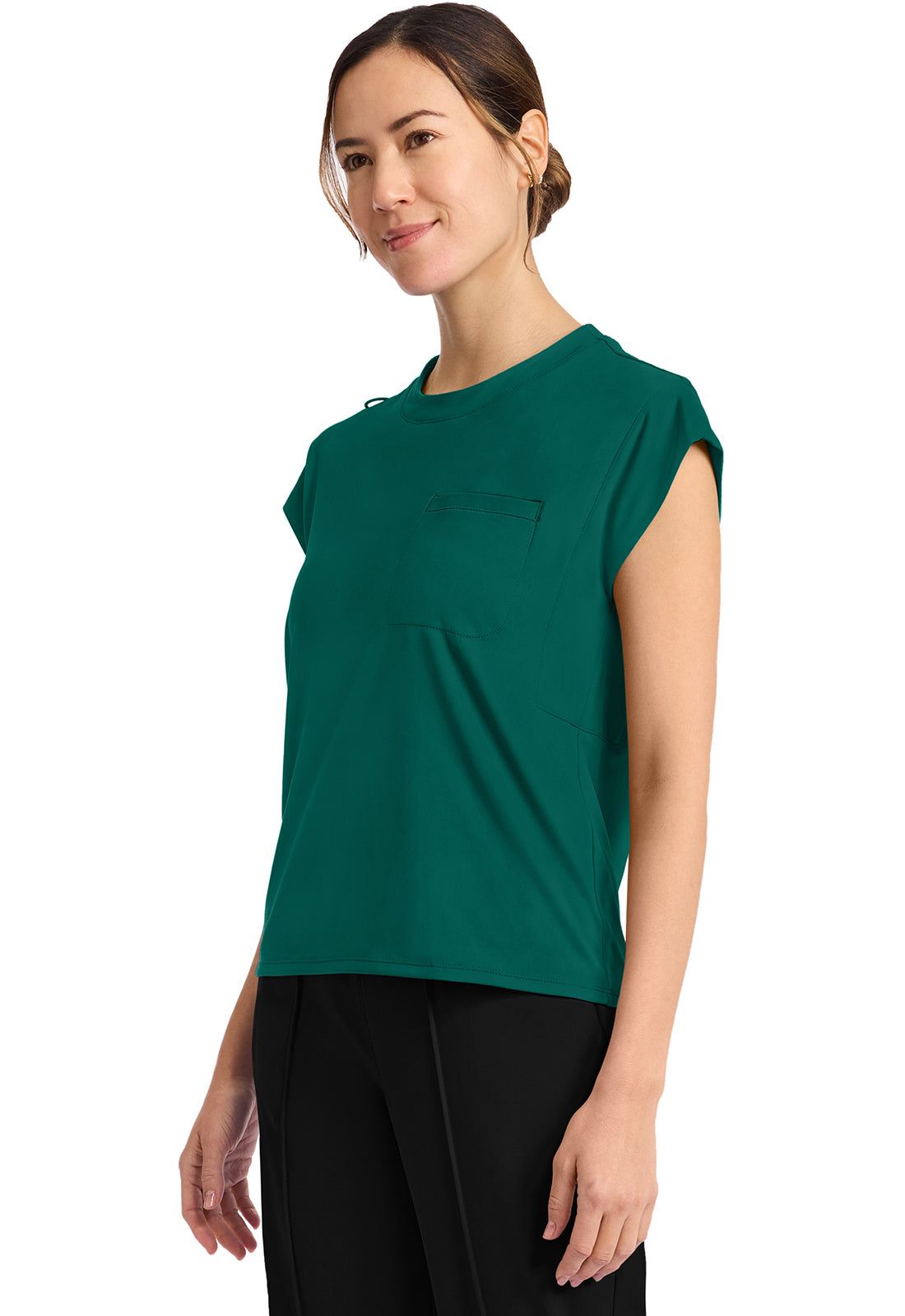 Tuck-In Chest Pocket Crew Neck Top - Hunter