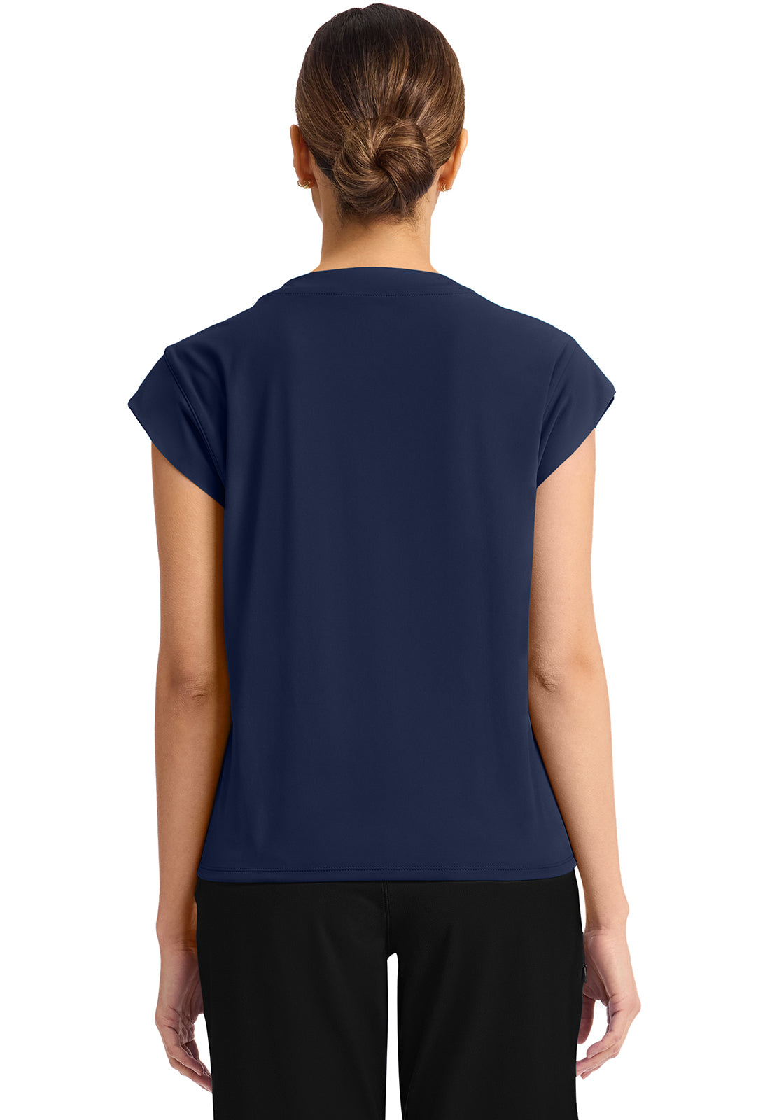 Tuck-In Chest Pocket Crew Neck Top - Navy