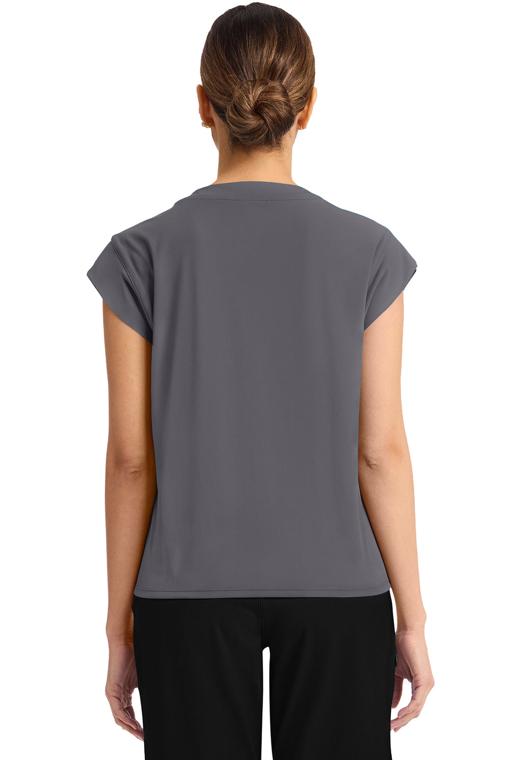 Tuck-In Chest Pocket Crew Neck Top - Pewter